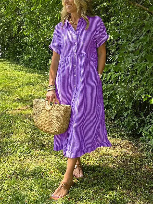 Clara | Relaxed Striped Button Dress