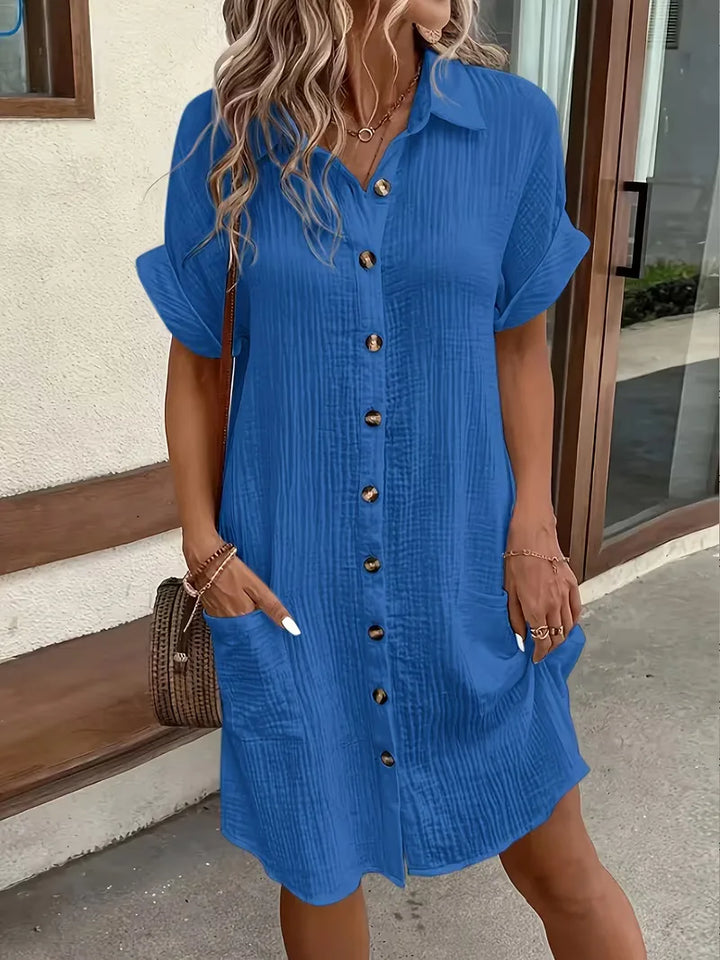 Marlena | Cotton Gauze Button-Front Shirt Dress