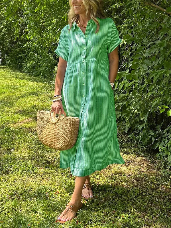 Clara | Relaxed Striped Button Dress