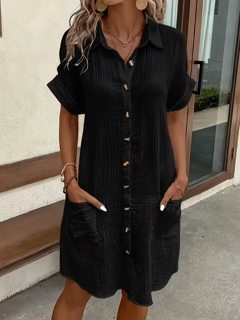 Marlena | Cotton Gauze Button-Front Shirt Dress