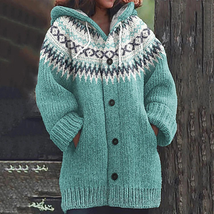 Women's Nordic Hooded Knit Cardigan