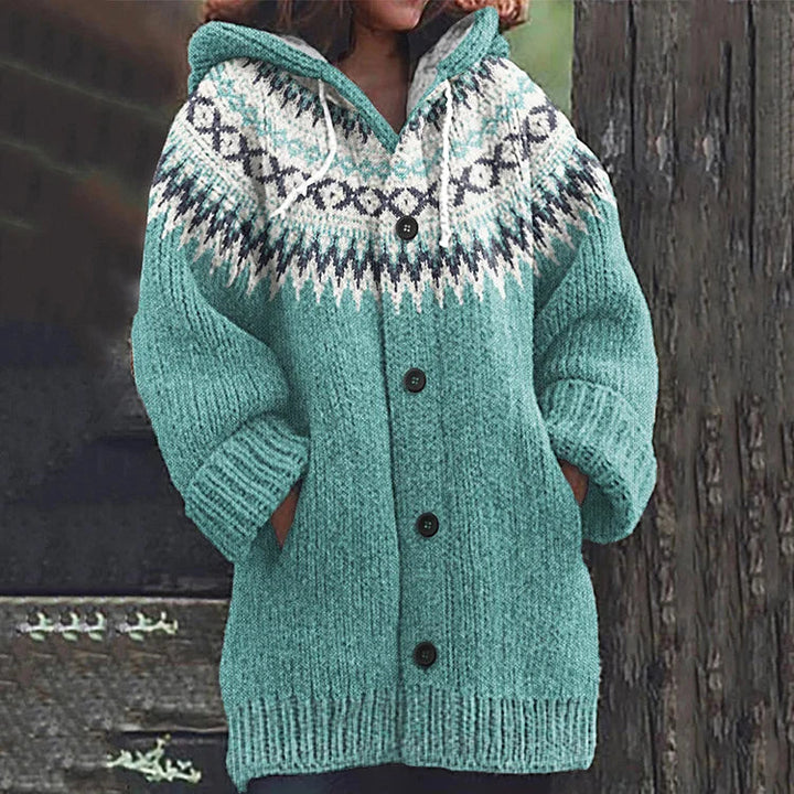 Women's Nordic Hooded Knit Cardigan