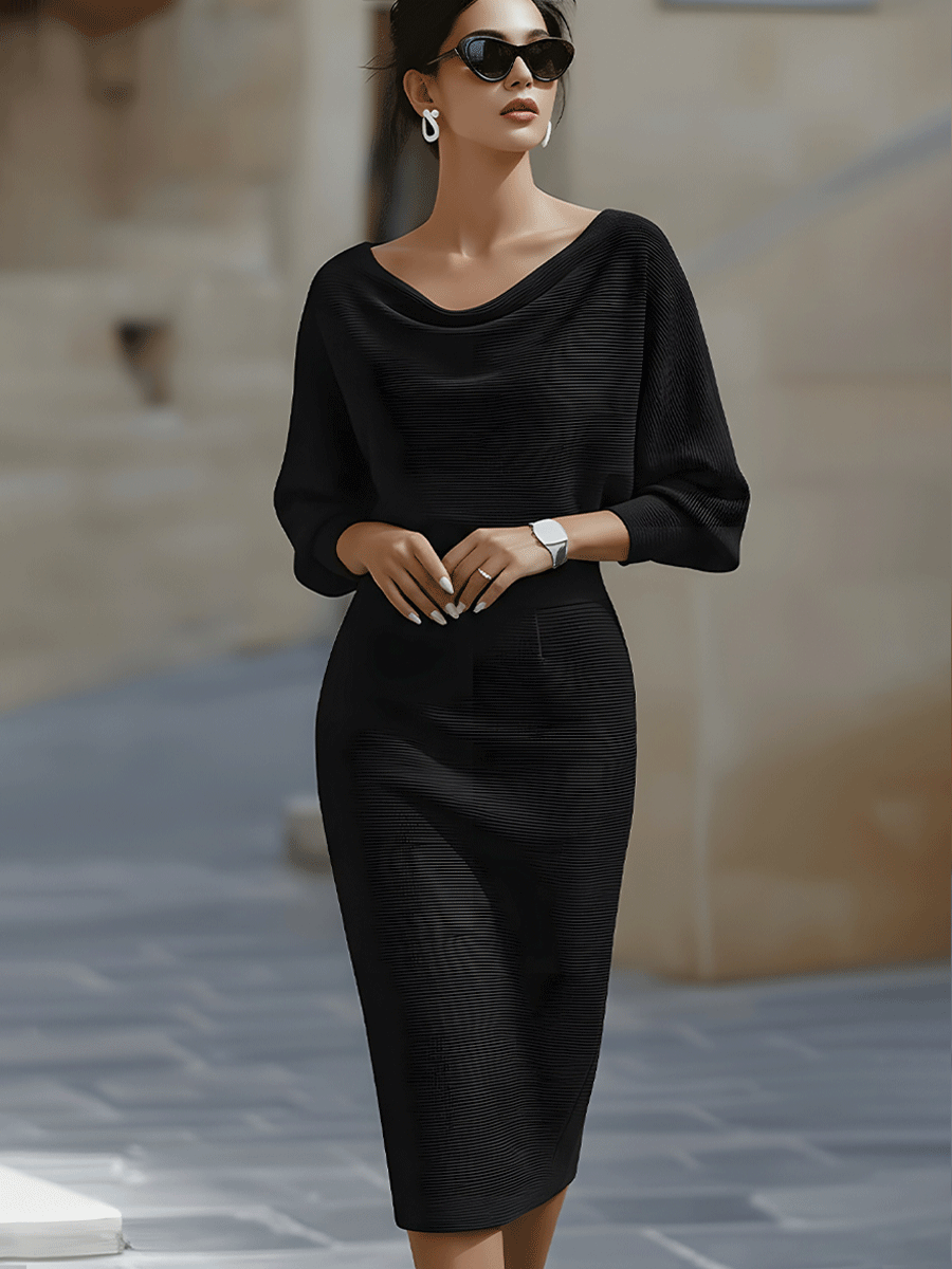 Della | Women's Draped Batwing Midi Dress
