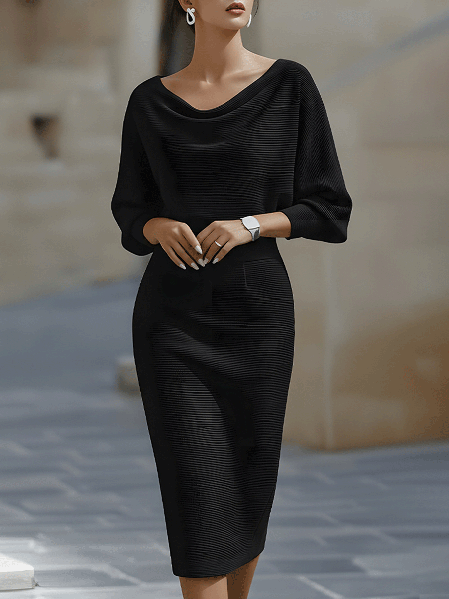 Della | Women's Draped Batwing Midi Dress