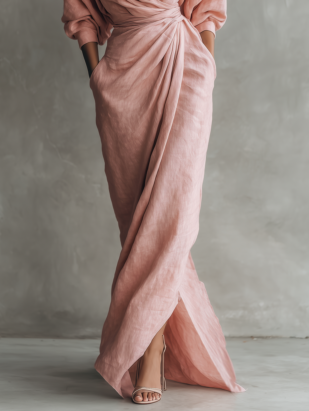 Aurelia | Linen-Look Wrap Maxi Dress