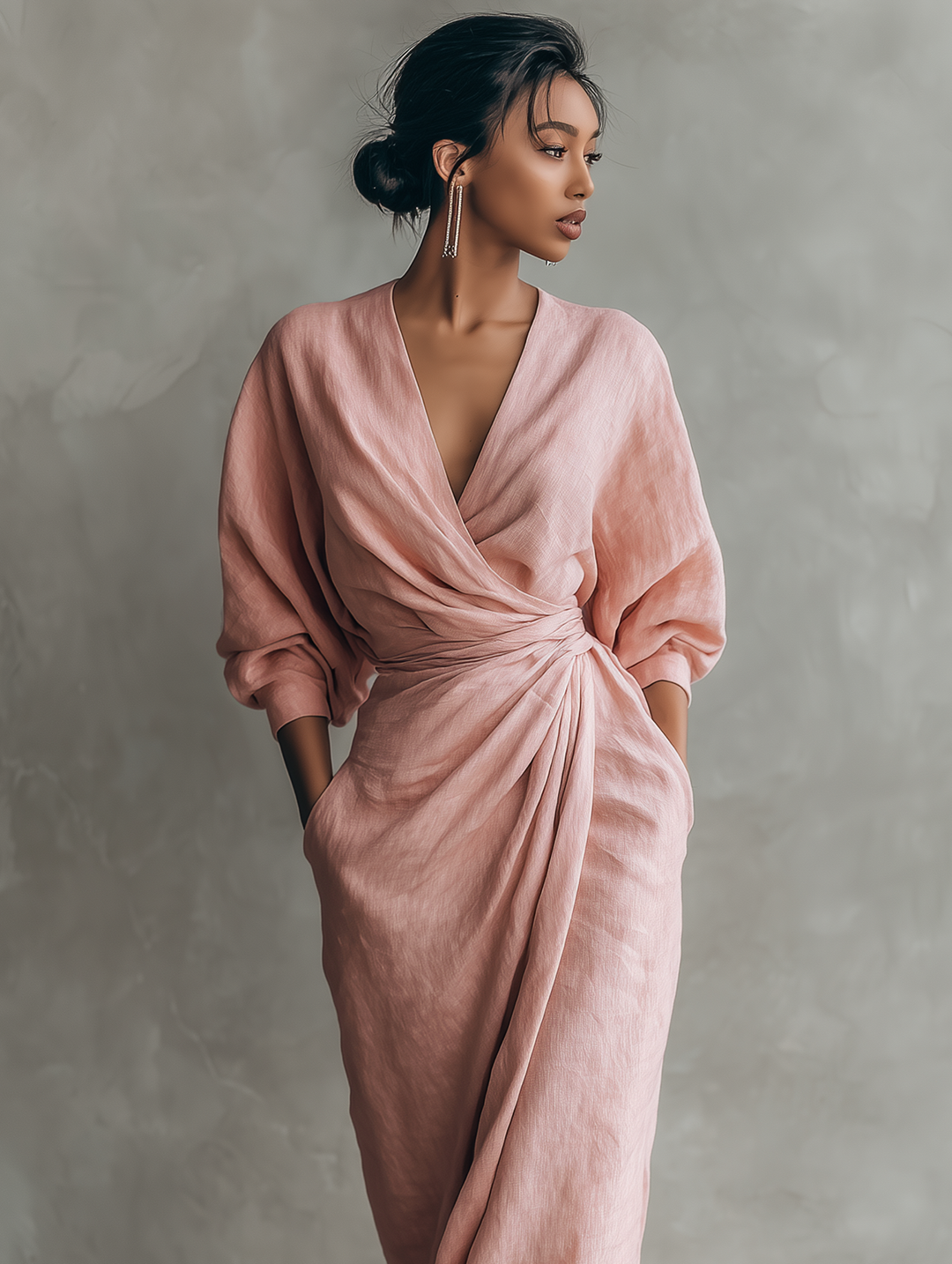 Aurelia | Linen-Look Wrap Maxi Dress