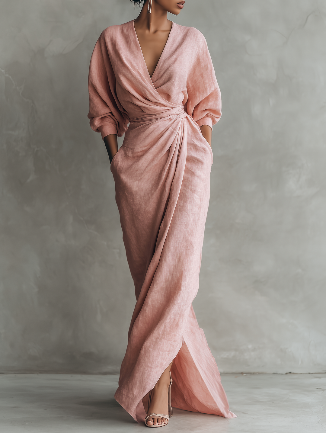 Aurelia | Linen-Look Wrap Maxi Dress