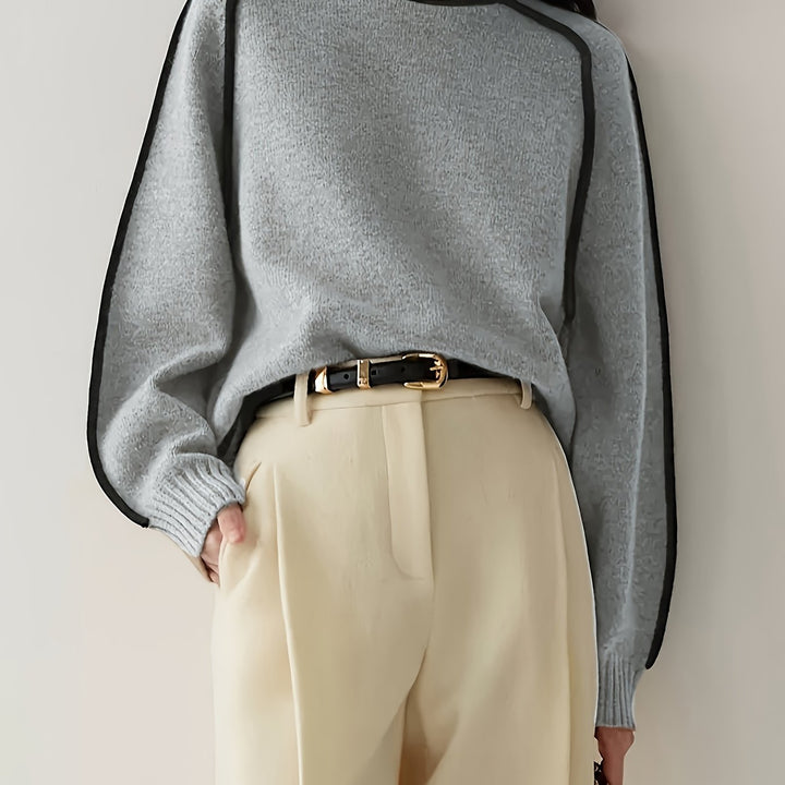 Clara | Colour Block Round-Neck Pullover Sweater