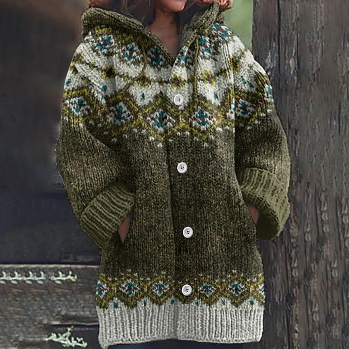 Women's Nordic Hooded Knit Cardigan