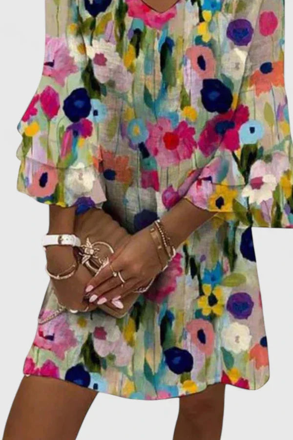 Maribel | Floral V-Neck Mini Dress
