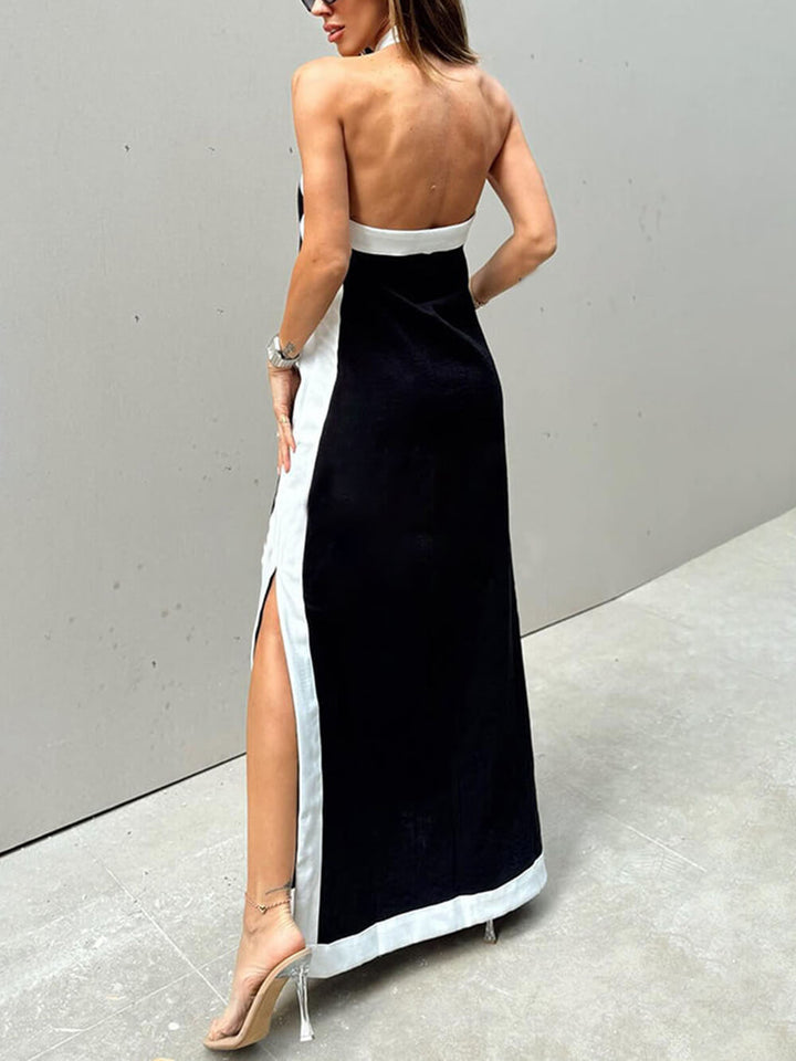 Callista | Colour Block Halter Neck Maxi Dress