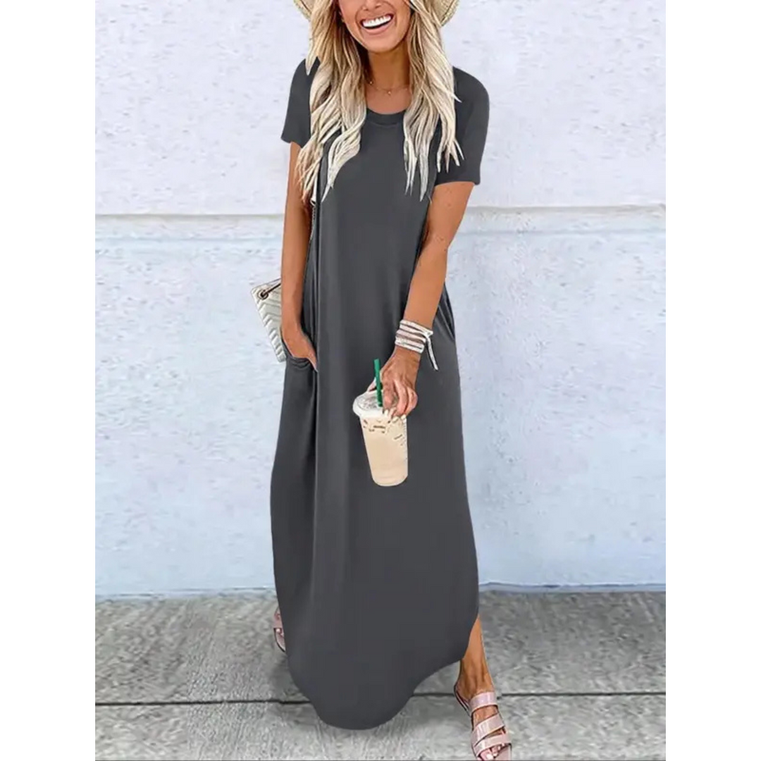 Alina | Round-Neck Casual Maxi Dress