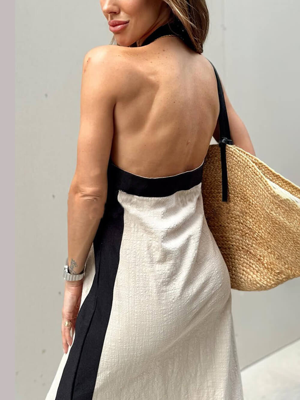 Callista | Colour Block Halter Neck Maxi Dress