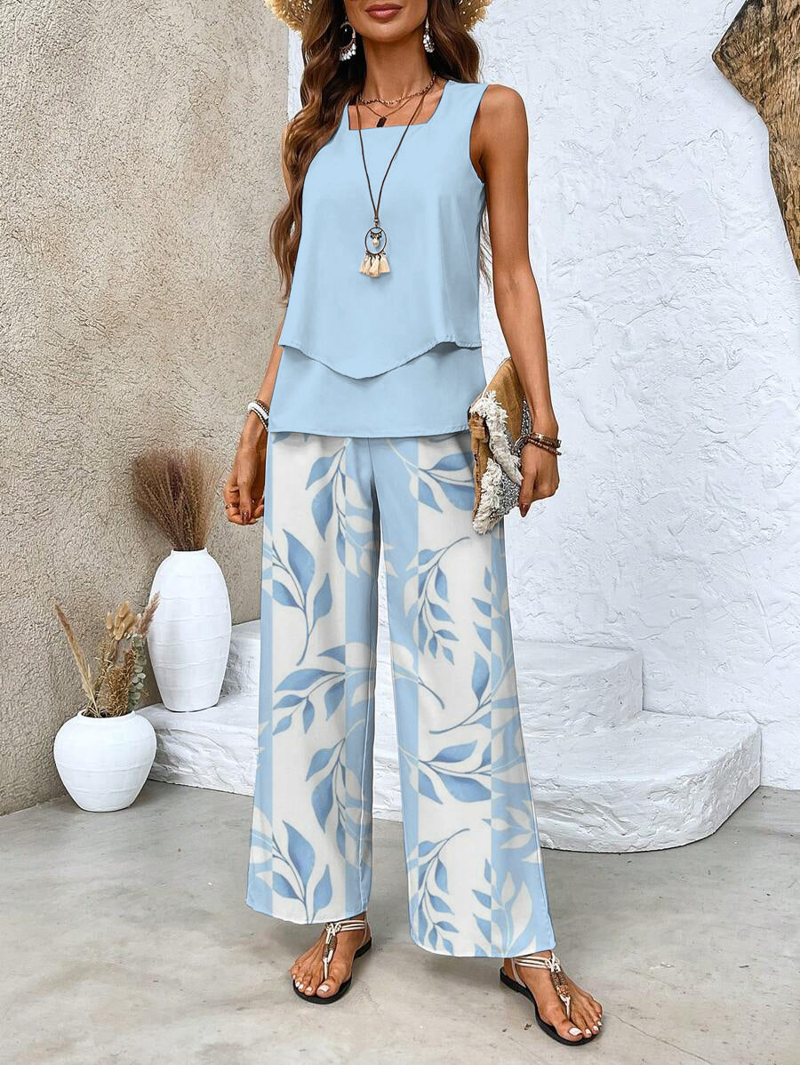 Liora | Layered Top & Wide-Leg Trouser Set