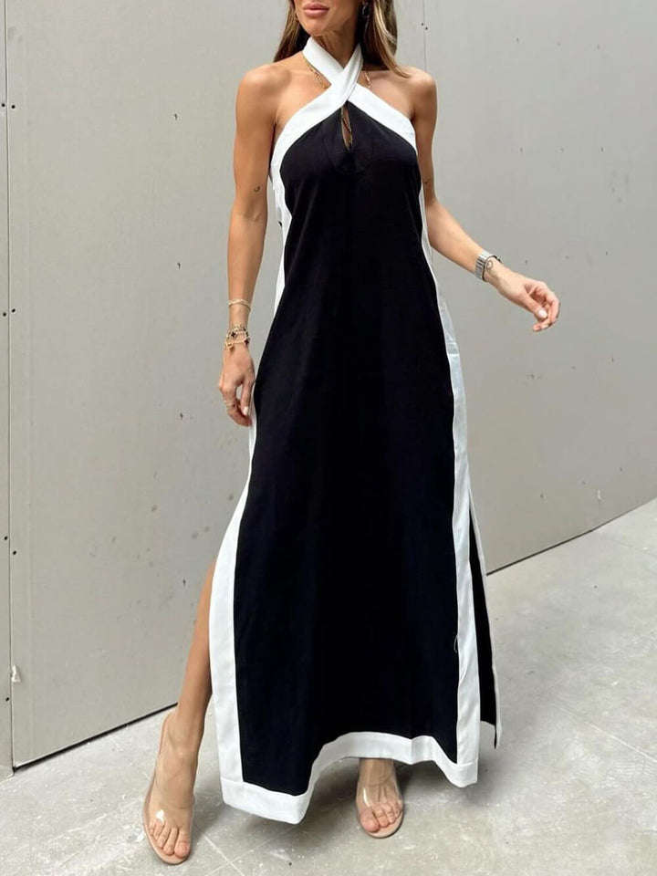 Callista | Colour Block Halter Neck Maxi Dress
