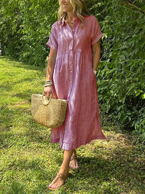 Clara | Relaxed Striped Button Dress