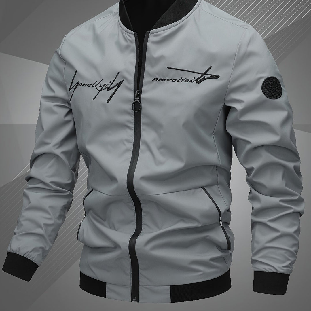Elliot | Men’s Zip Bomber Jacket with Embroidered Detail