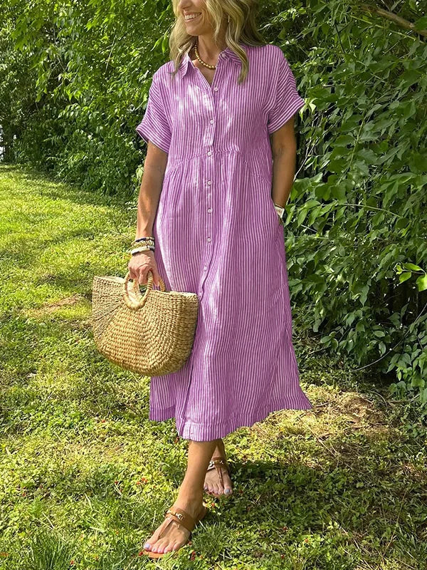 Clara | Relaxed Striped Button Dress