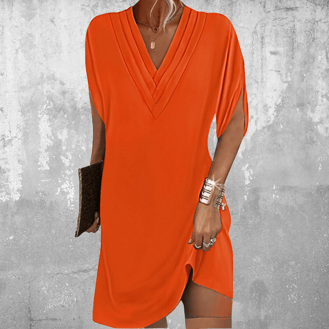 Rosalie | V-Neck Mini Dress with Draped Sleeves