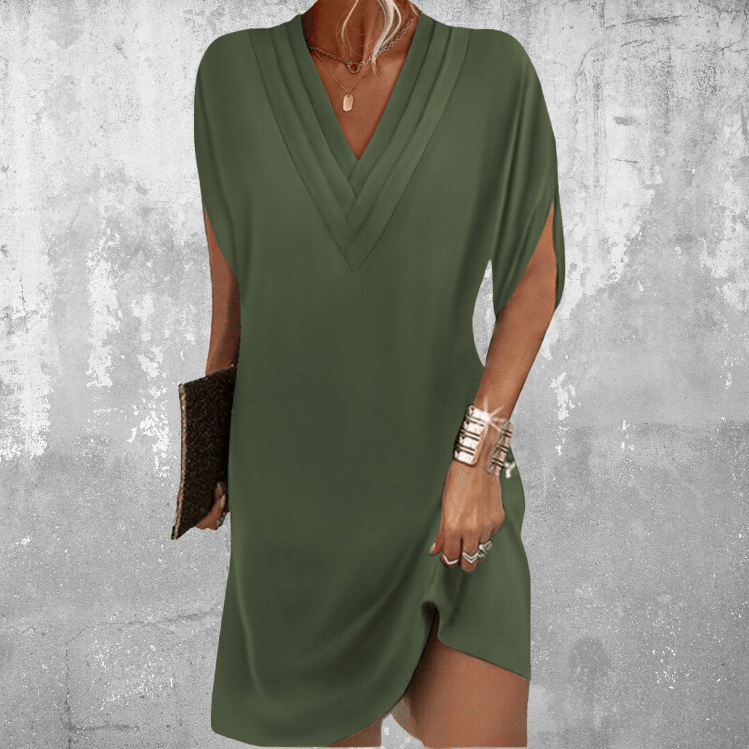 Rosalie | V-Neck Mini Dress with Draped Sleeves