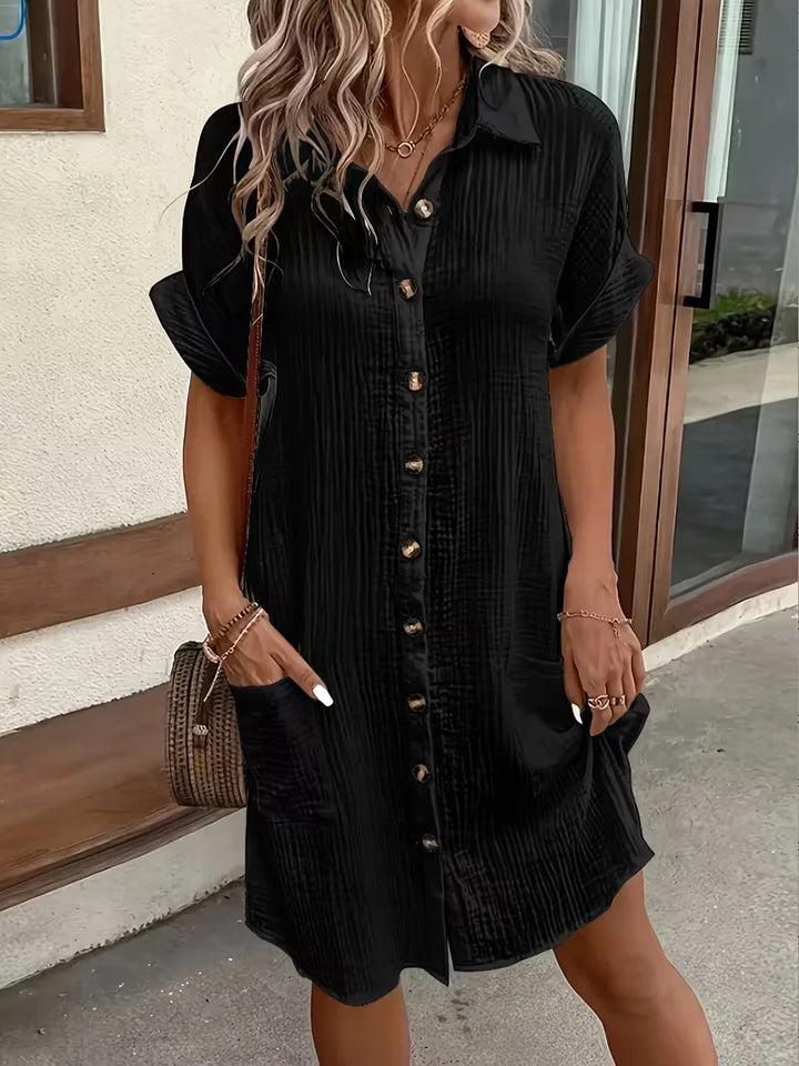 Marlena | Cotton Gauze Button-Front Shirt Dress