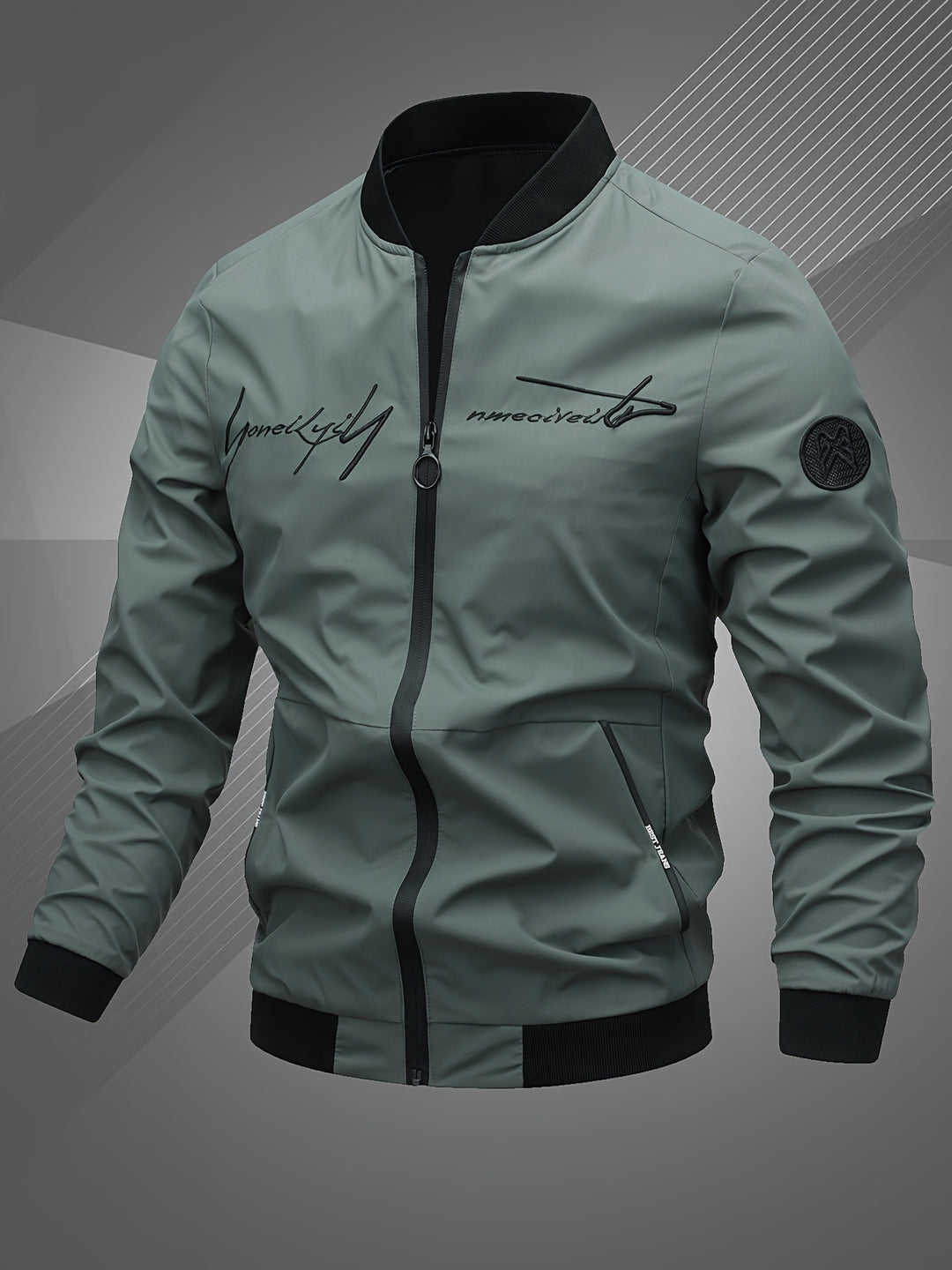 Elliot | Men’s Zip Bomber Jacket with Embroidered Detail