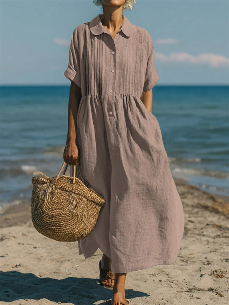 Anna | White Relaxed Maxi Shirt Dress