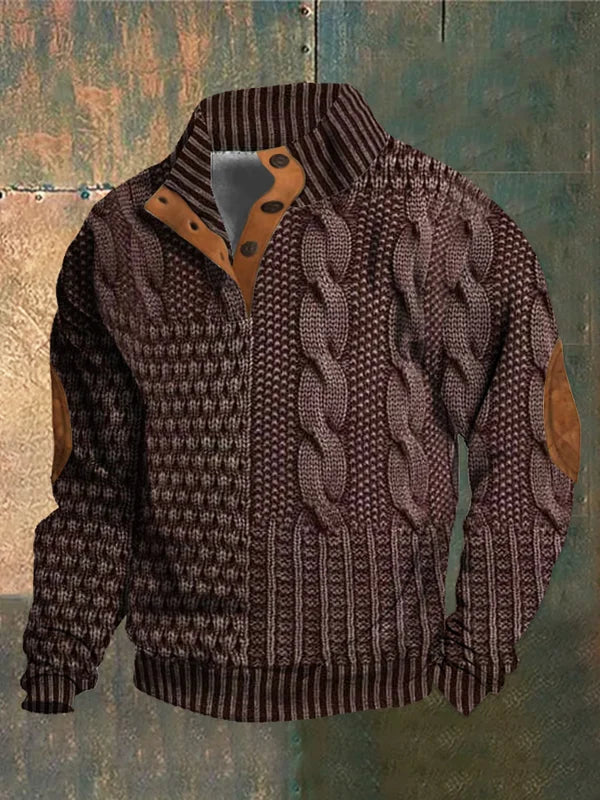 Orson | Men’s Patchwork Knit Crew Neck Jumper