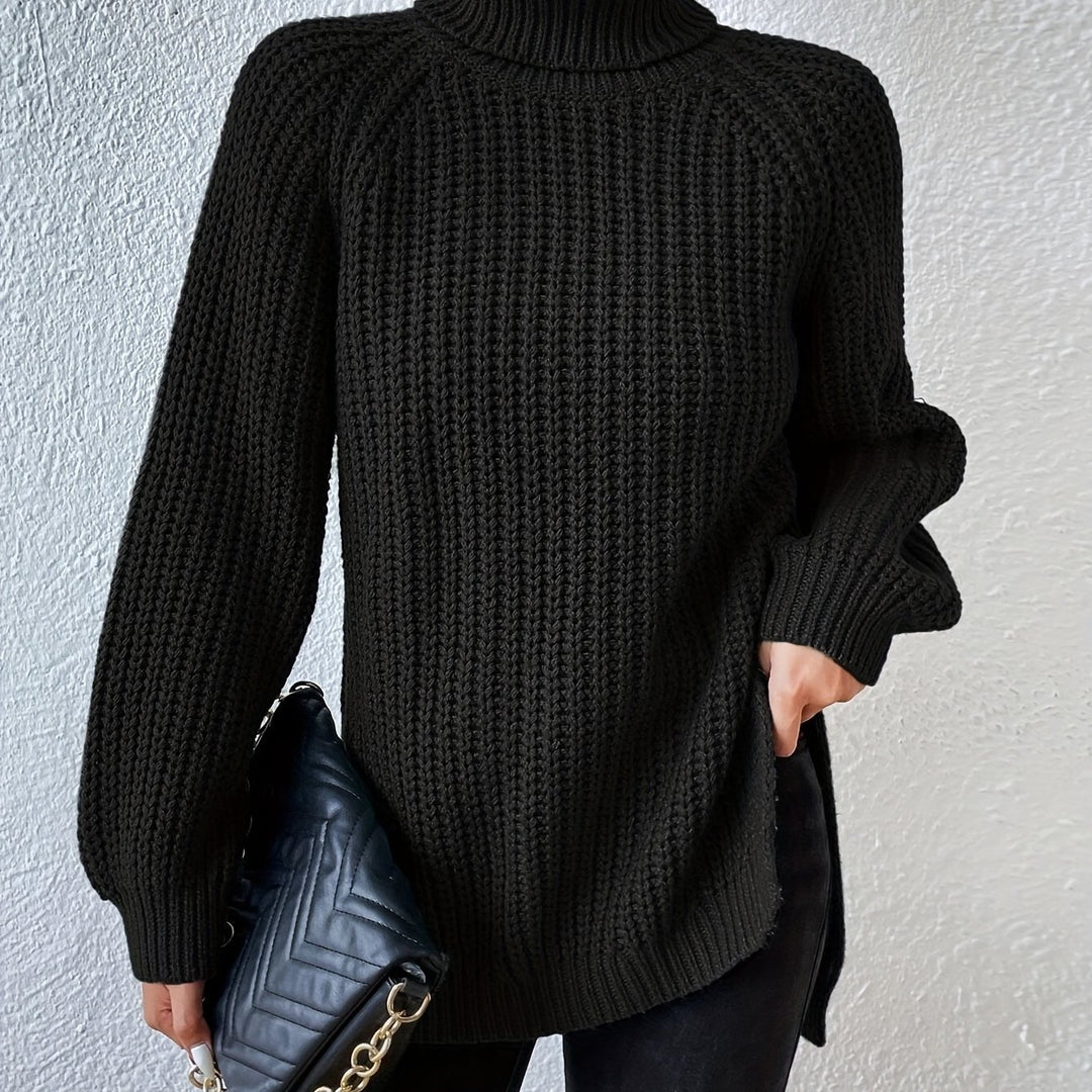 Marlowe | High-Neck Slit-Hem Ribbed Jumper