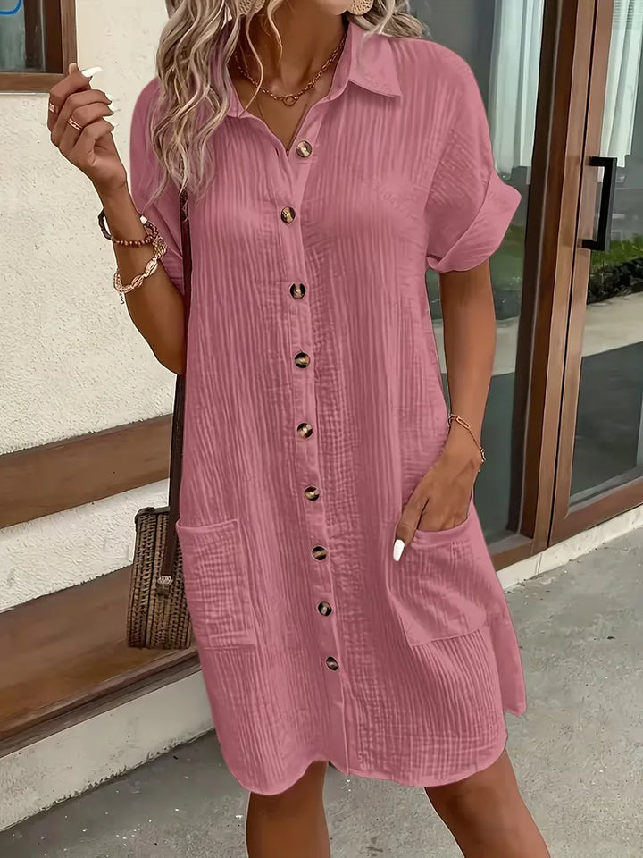 Marlena | Cotton Gauze Button-Front Shirt Dress