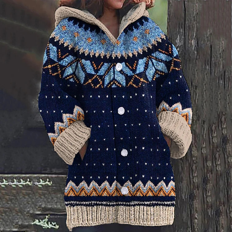 Women's Nordic Hooded Knit Cardigan