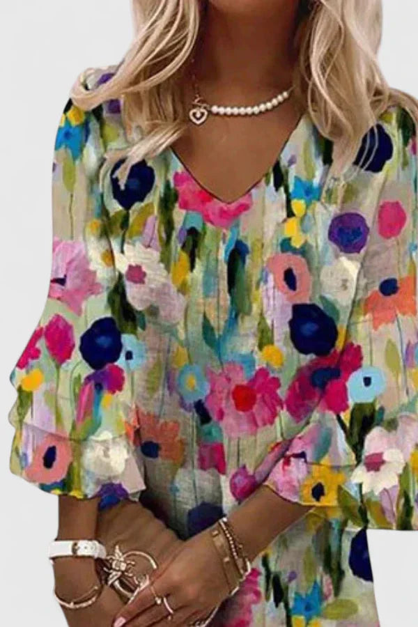 Maribel | Floral V-Neck Mini Dress