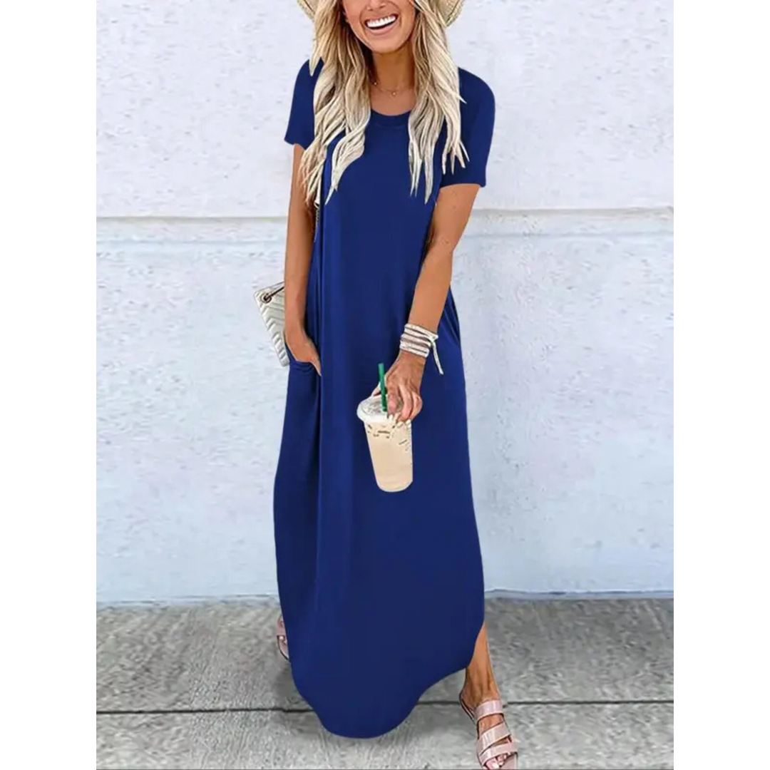 Alina | Round-Neck Casual Maxi Dress
