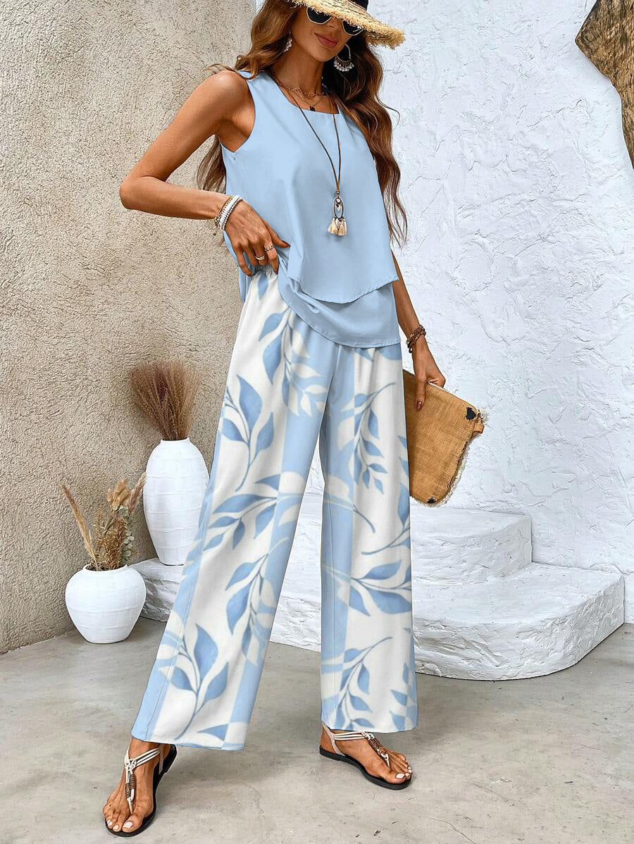 Liora | Layered Top & Wide-Leg Trouser Set