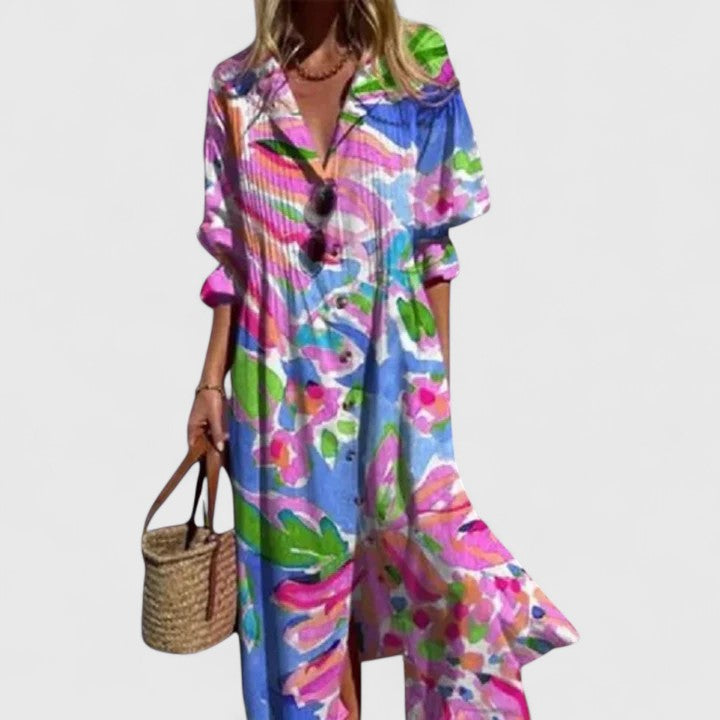 Aurelia | Floral Button-Front Maxi Dress