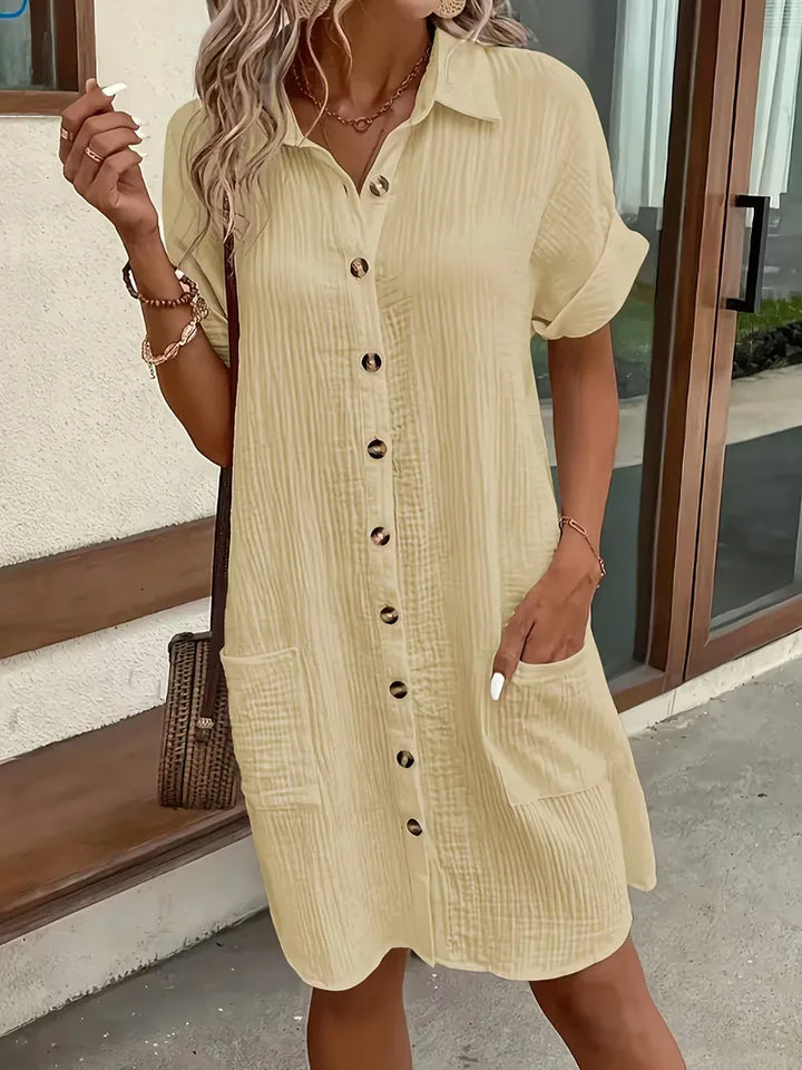 Marlena | Cotton Gauze Button-Front Shirt Dress