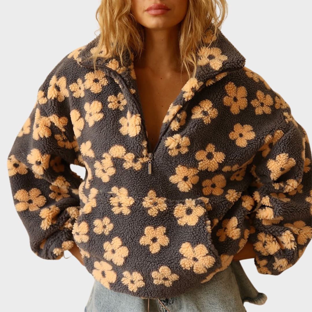 Jessie | Women’s Sweater Floral Quarter Zip