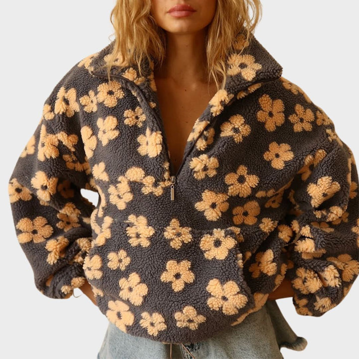 Jessie | Women’s Sweater Floral Quarter Zip