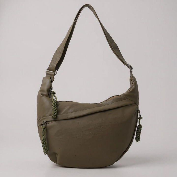 Viola | Olive Green Crescent Shoulder Bag with Adjustable Strap