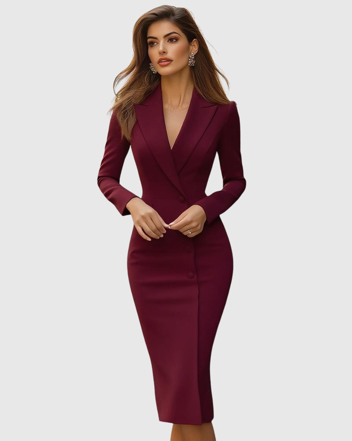 Abito Midi Elegante con Blazer Strutturato
