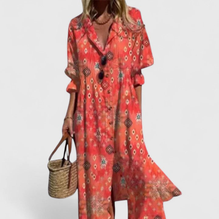 Aurelia | Floral Button-Front Maxi Dress