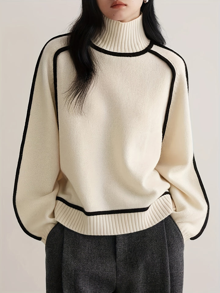Clara | Colour Block Round-Neck Pullover Sweater