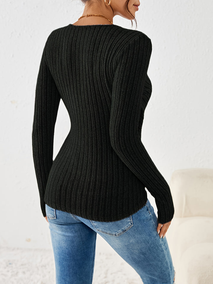 Mirelle | Women’s V-Neck Button Detail Long Sleeve Top