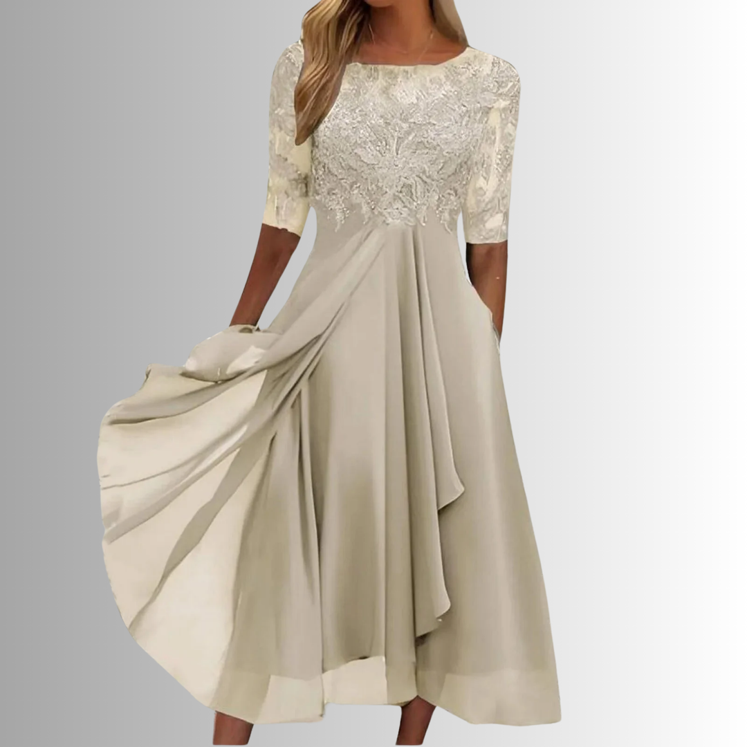 Celeste | Lace Bodice Midi Dress