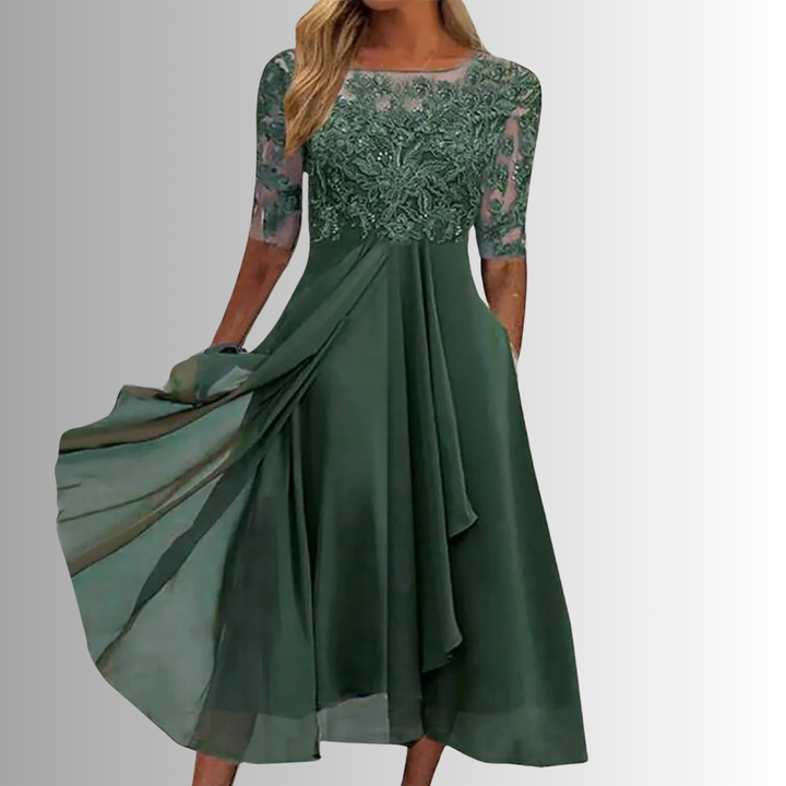 Celeste | Lace Bodice Midi Dress