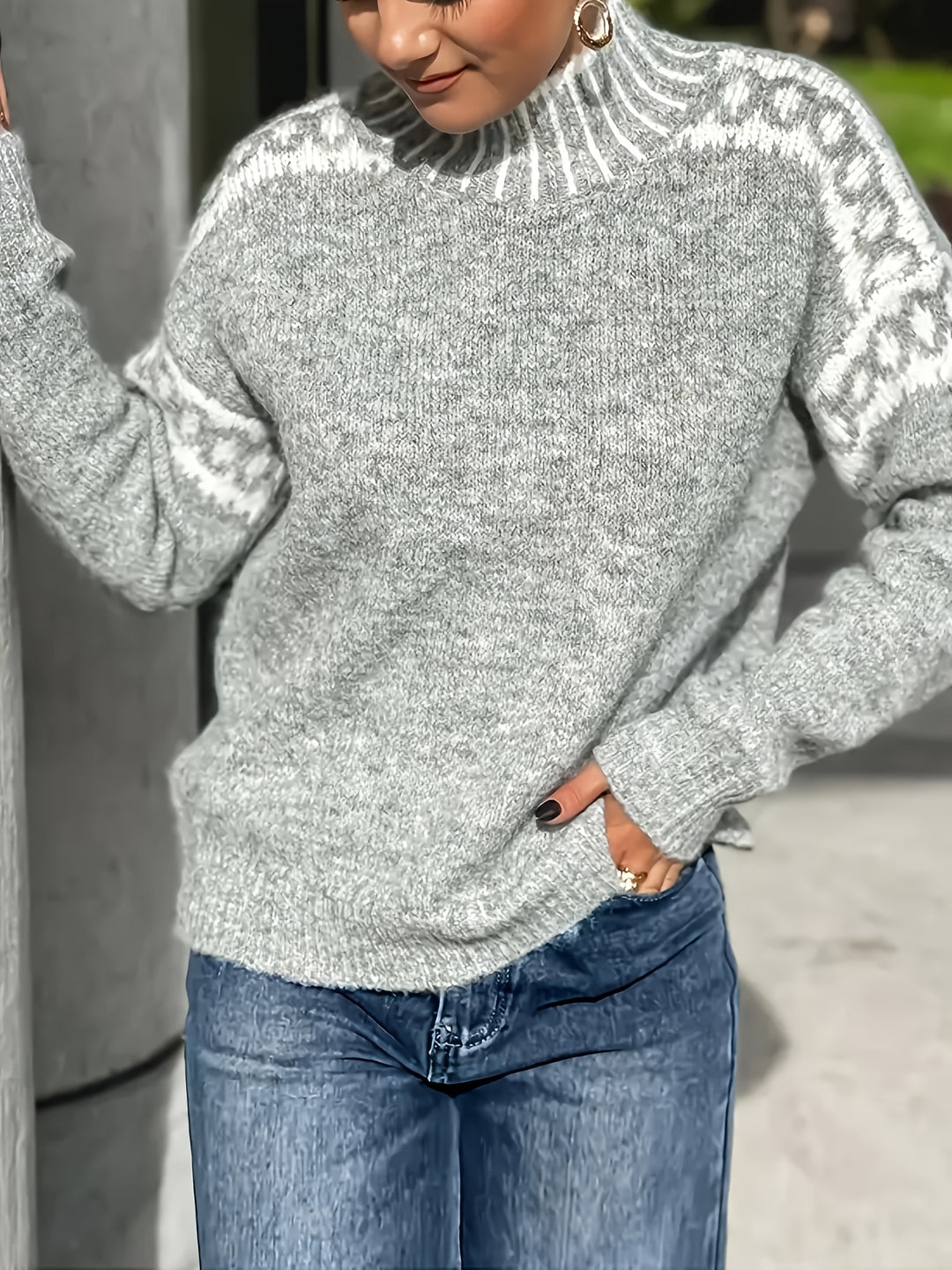 Elena | Jacquard Half-Turtleneck Jumper