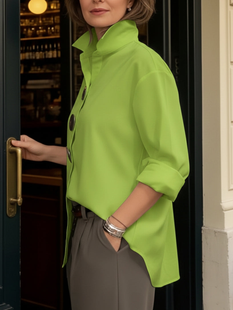 Stellara | Stand Collar Button Blouse