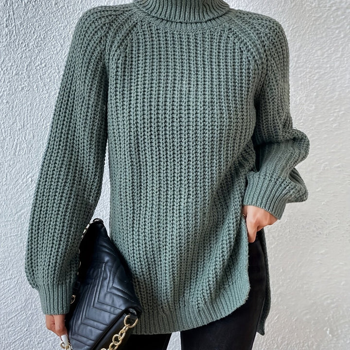 Marlowe | High-Neck Slit-Hem Ribbed Jumper