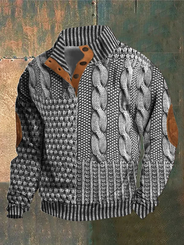 Orson | Men’s Patchwork Knit Crew Neck Jumper
