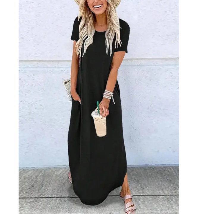 Alina | Round-Neck Casual Maxi Dress